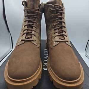 Coach Men's Tan and Brown Lace-Up Boots
